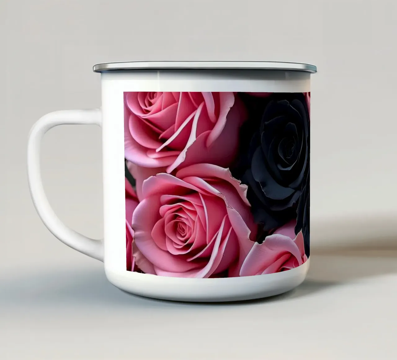 Rose_rosa_nero_2 tazza in smalto da Farb- und Blütenzauber by LK
