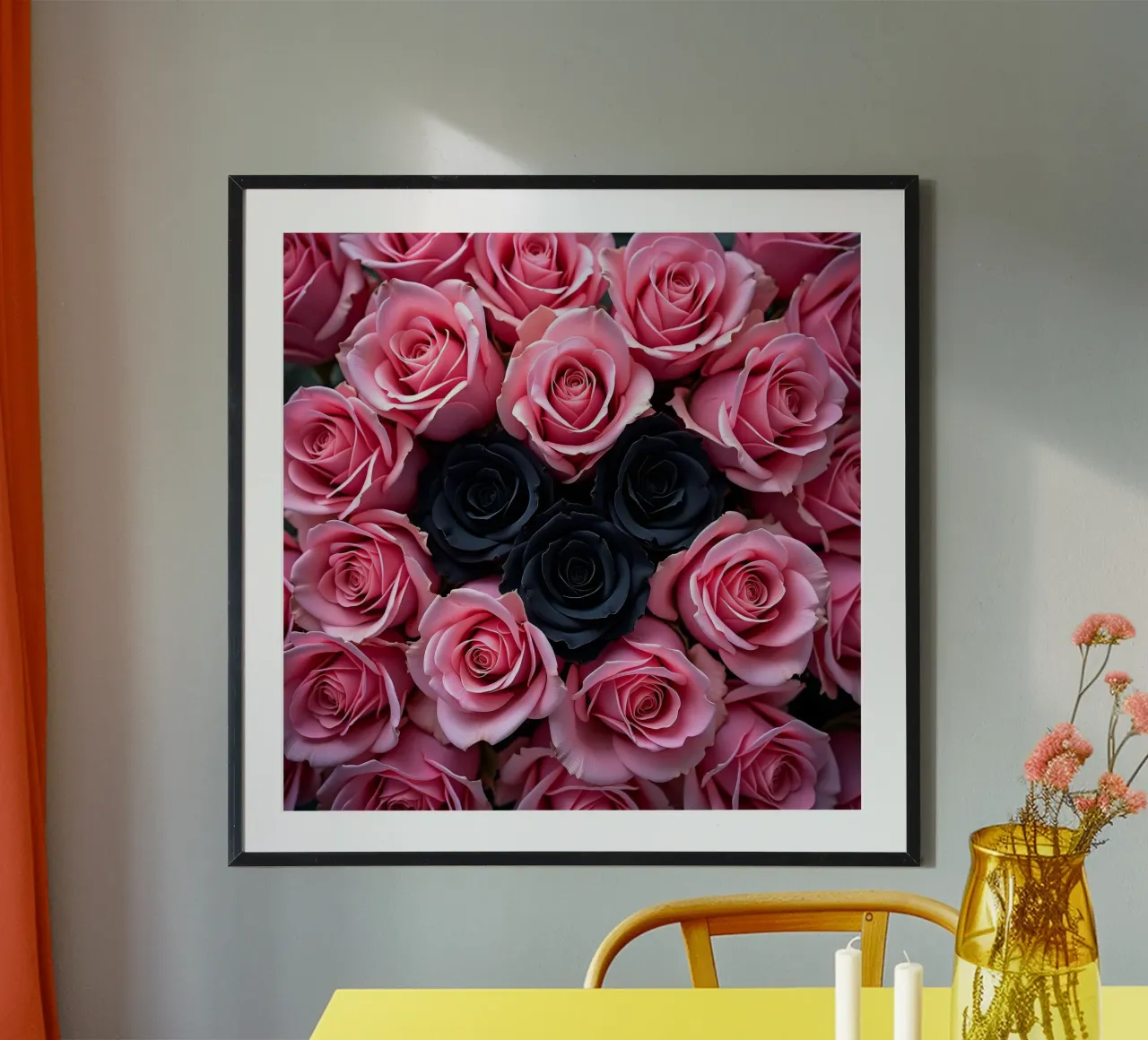 Rose_rosa_nero_2 poster con telaio in alluminio da Farb- und Blütenzauber by LK