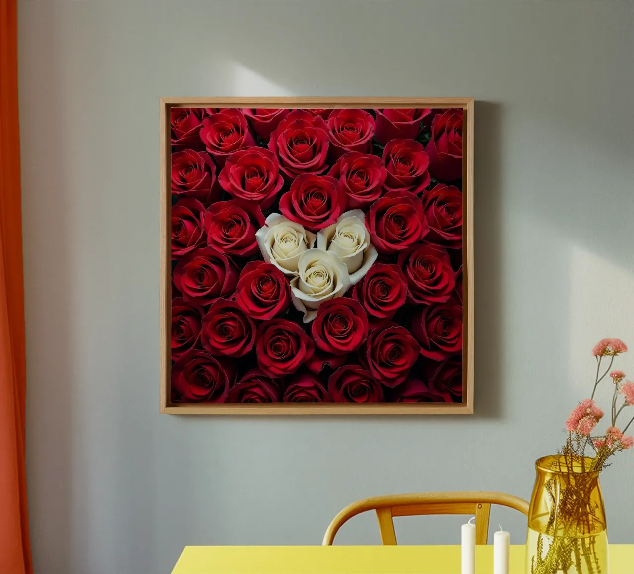 Rose_rosso_bianco_2 tela con Cornice a cassetta da Farb- und Blütenzauber by LK