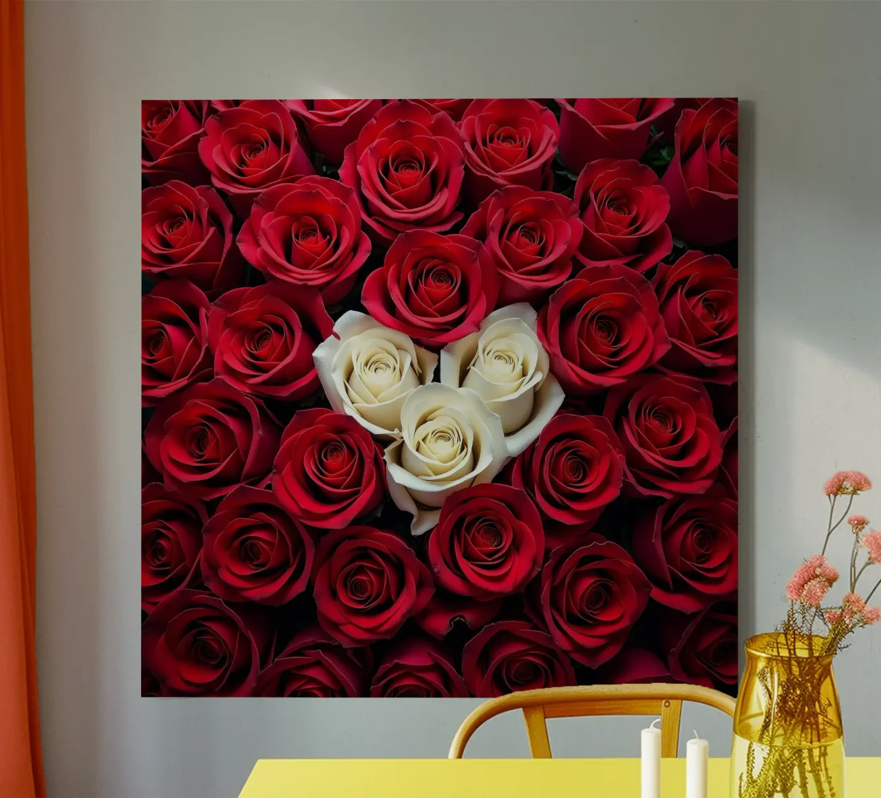 Rose_rosso_bianco_2 tela con Cornice a cassetta da Farb- und Blütenzauber by LK