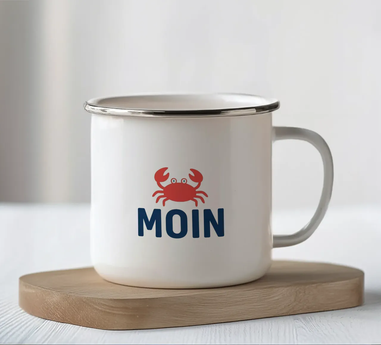 MOIN Krabbe - Noord-Duitsland Kustontwerp emaille mok van Fies&Fein