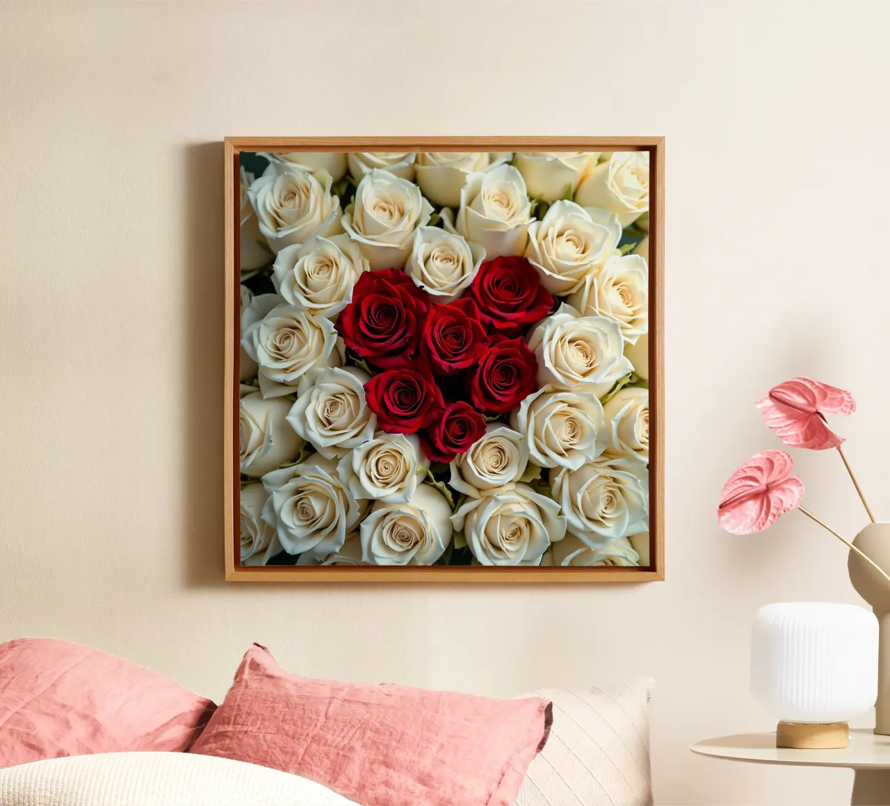 rose_bianco_rosso_3 tela con Cornice a cassetta da Farb- und Blütenzauber by LK