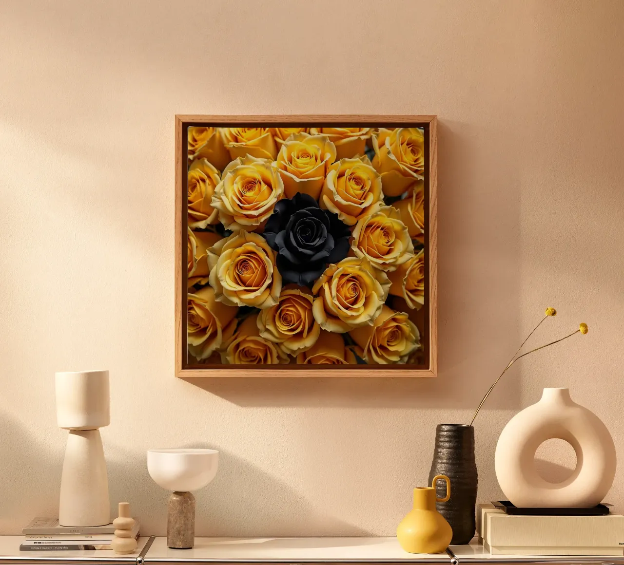 rose_giallo_nero_1 tela con Cornice a cassetta da Farb- und Blütenzauber by LK