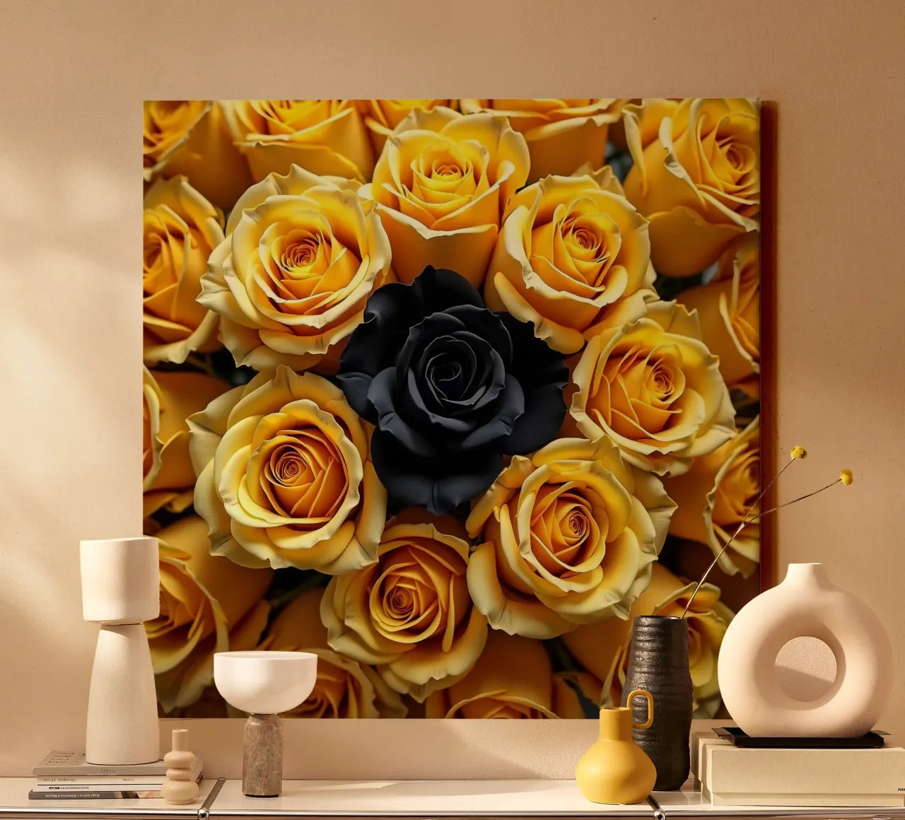 rose_giallo_nero_1 tela con Cornice a cassetta da Farb- und Blütenzauber by LK