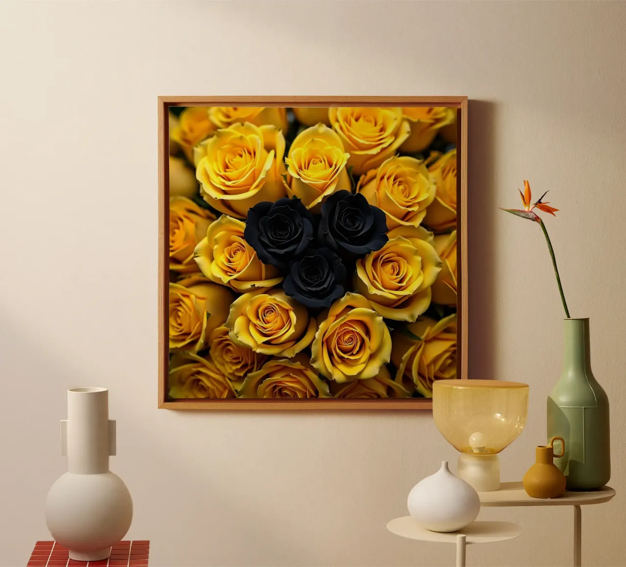 Rose_giallo_nero_2 tela con Cornice a cassetta da Farb- und Blütenzauber by LK
