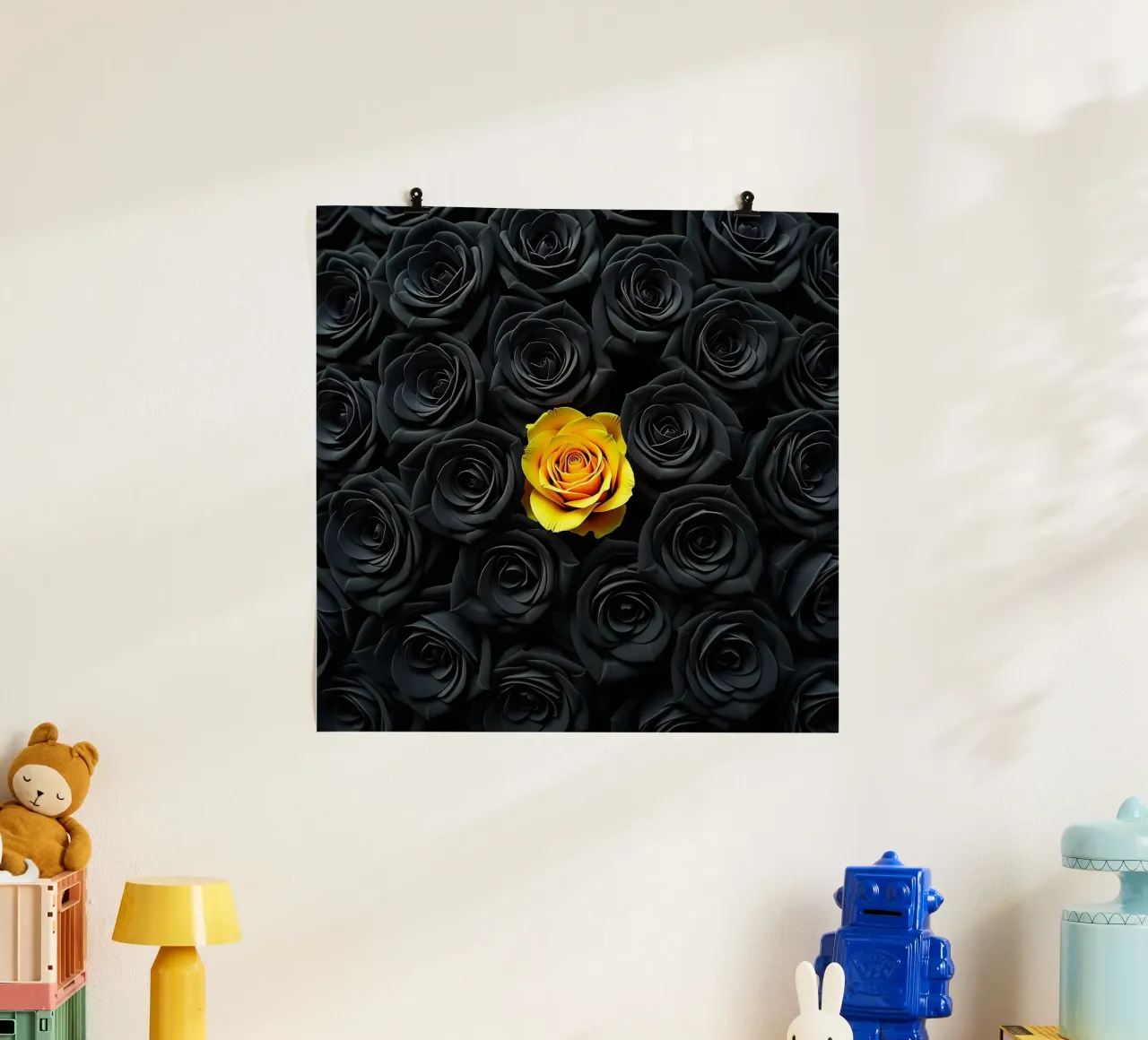 Rose_nere_gialle_1 poster con telaio in alluminio da Farb- und Blütenzauber by LK