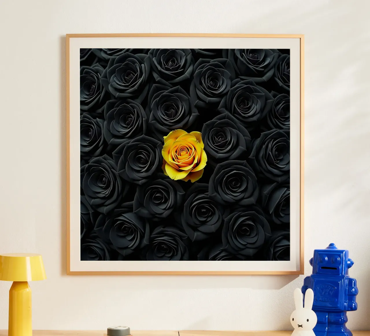 Rose_nere_gialle_1 poster con telaio in alluminio da Farb- und Blütenzauber by LK
