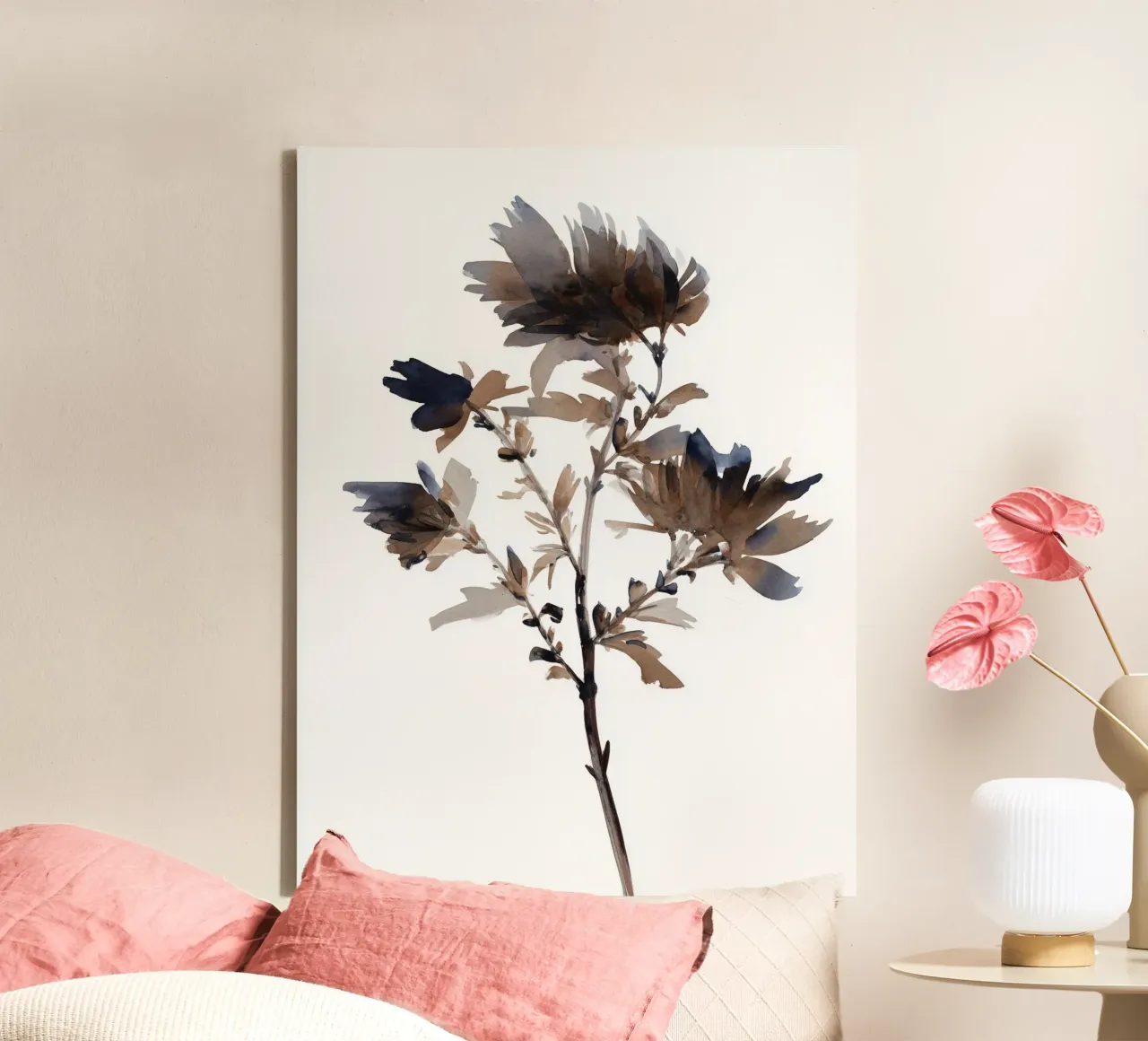 Sepia Bloom tela con Cornice a cassetta da Sophia Calder Studio