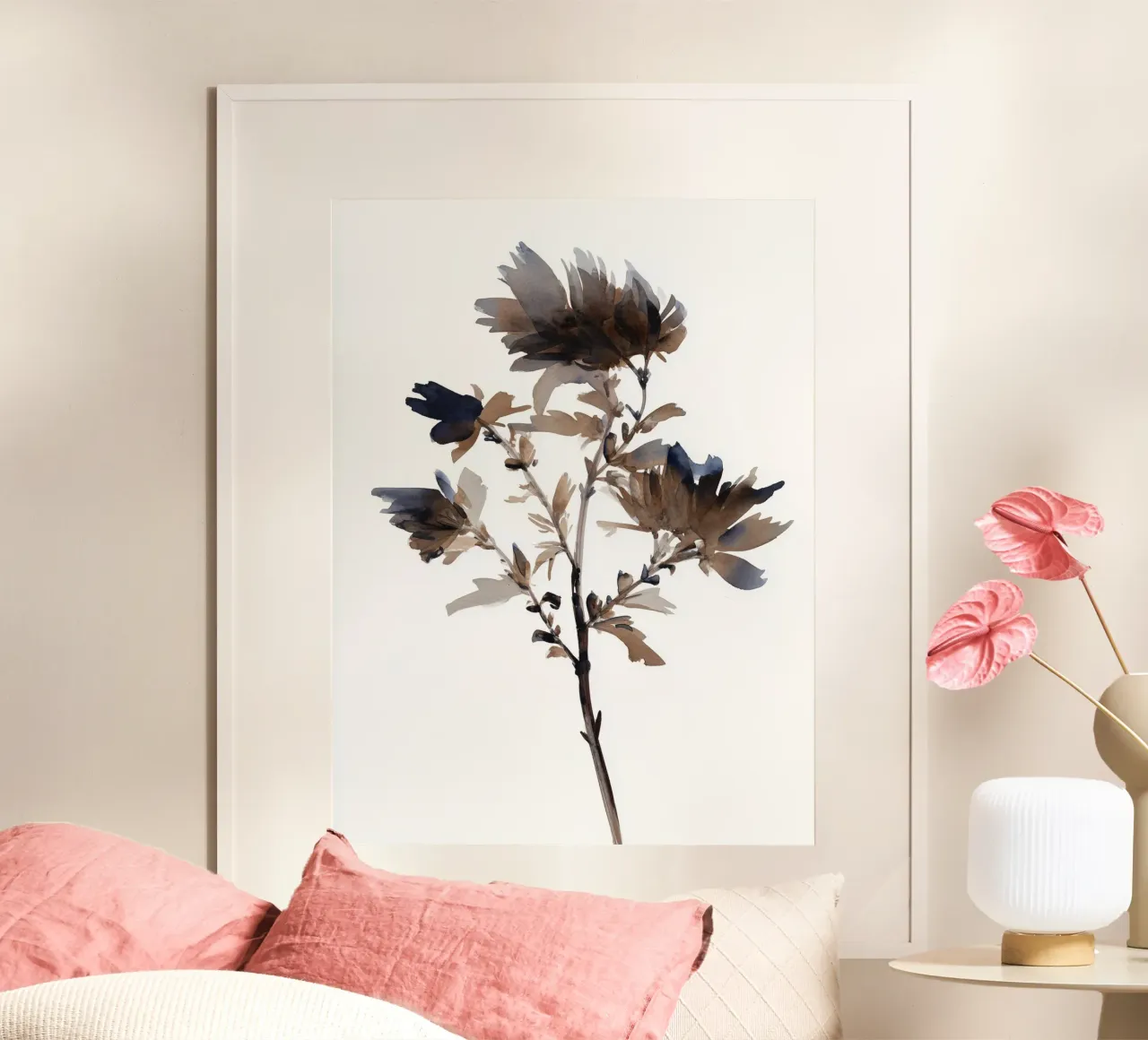 Sepia Bloom poster con telaio in plastica da Sophia Calder Studio