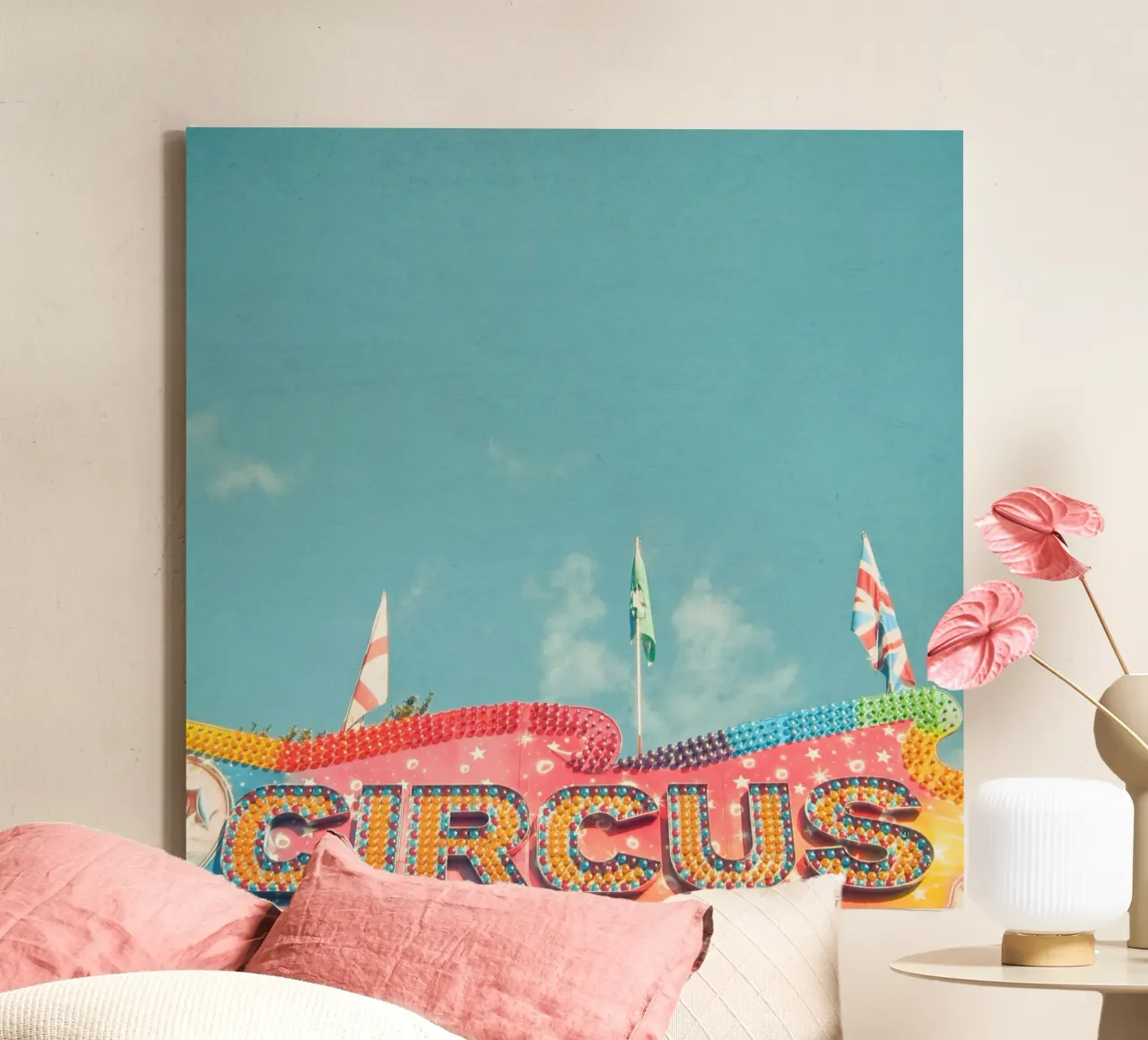 Circusverlichting canvas met Baklijst van Cassia Beck Photography