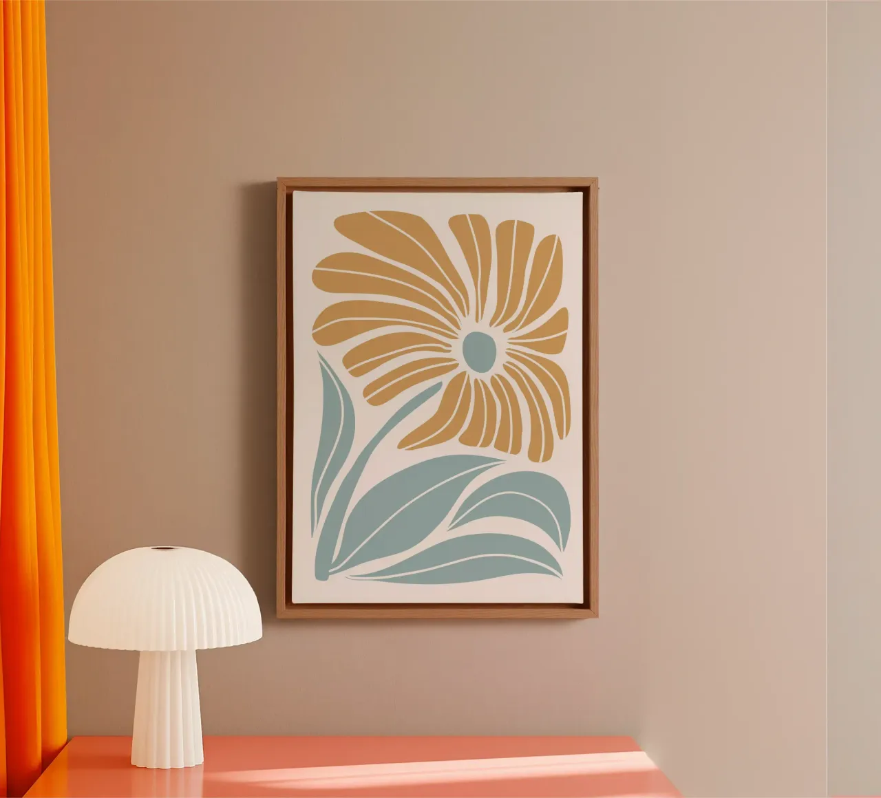 Boho Bloemen Kunst Print, Abstract Botanisch Muurkunstwerk canvas met Baklijst van dawnthesea