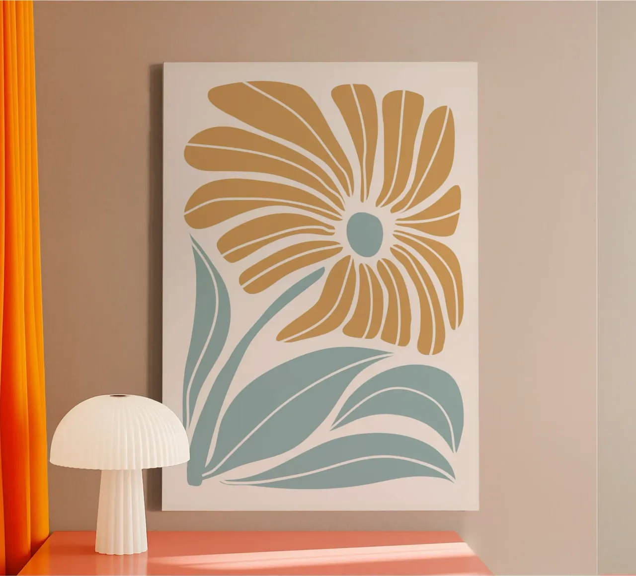 Boho Bloemen Kunst Print, Abstract Botanisch Muurkunstwerk canvas met Baklijst van dawnthesea