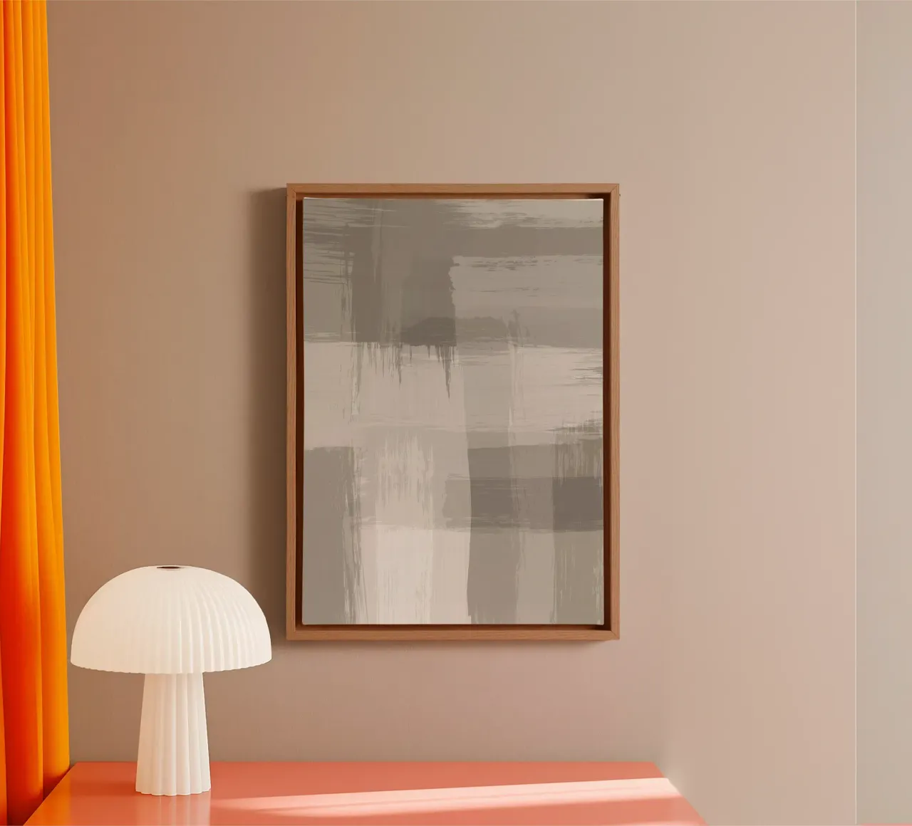 Surfaces 12B | Neutral Sand & Beige Brush Stroke Abstract tela con Cornice a cassetta da sabidussi
