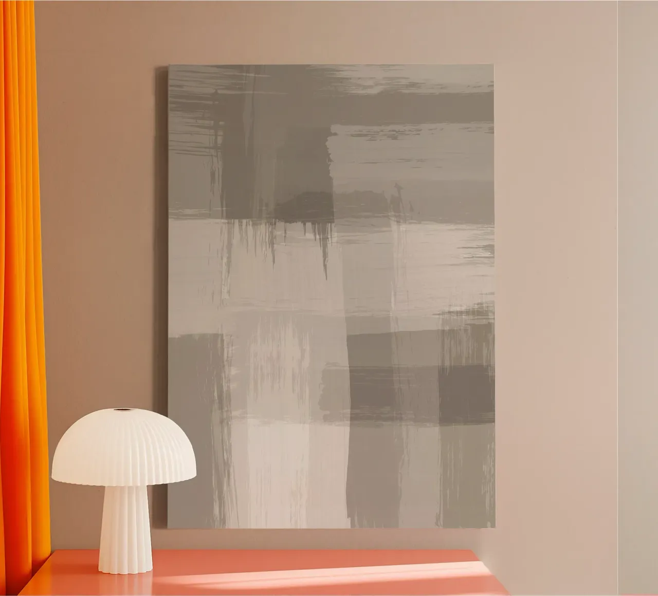 Surfaces 12B | Neutral Sand & Beige Brush Stroke Abstract tela con Cornice a cassetta da sabidussi