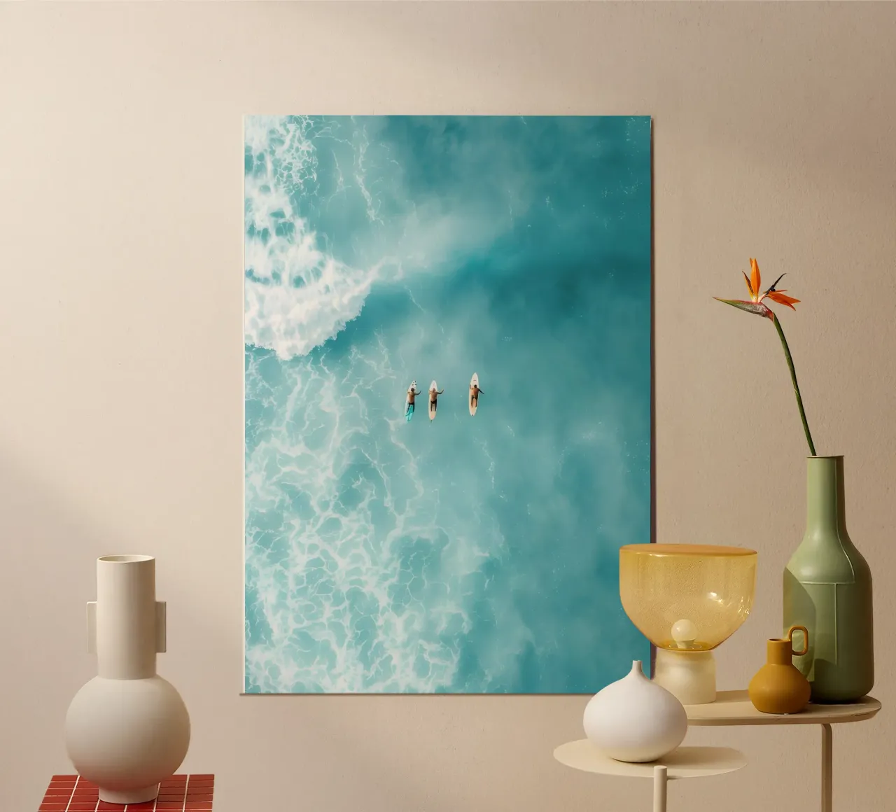 Surfer in der Luft, Türkisfarbener Ozean, Surf Art Poster von dawnthesea