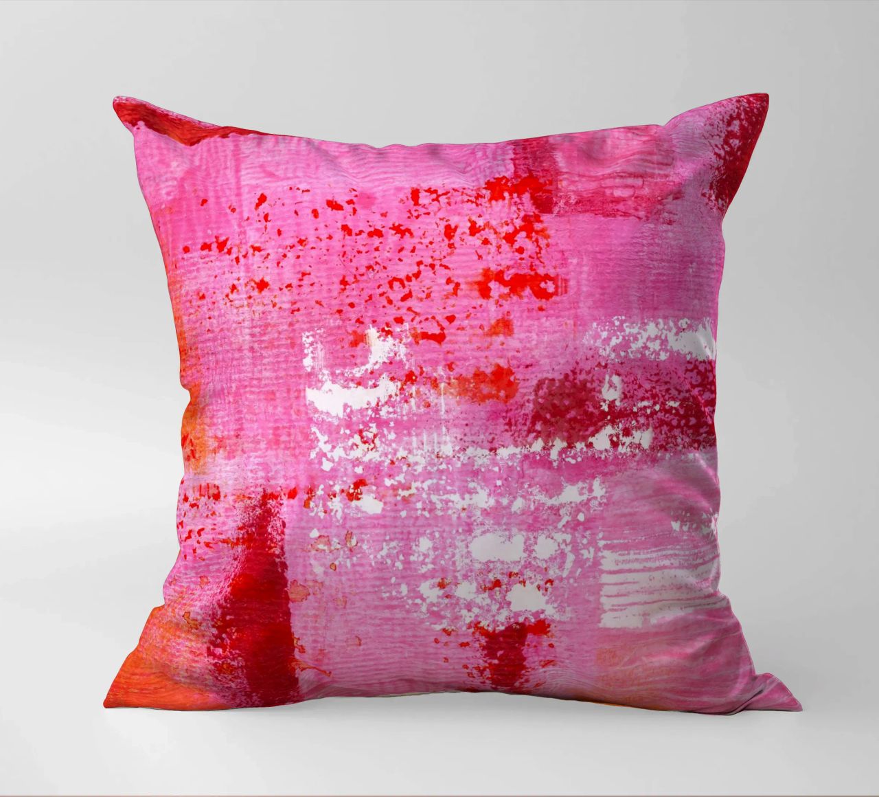 Surfaces 13 | Very Hot Pink & Red | Abstract Painting Kissen von sabidussi
