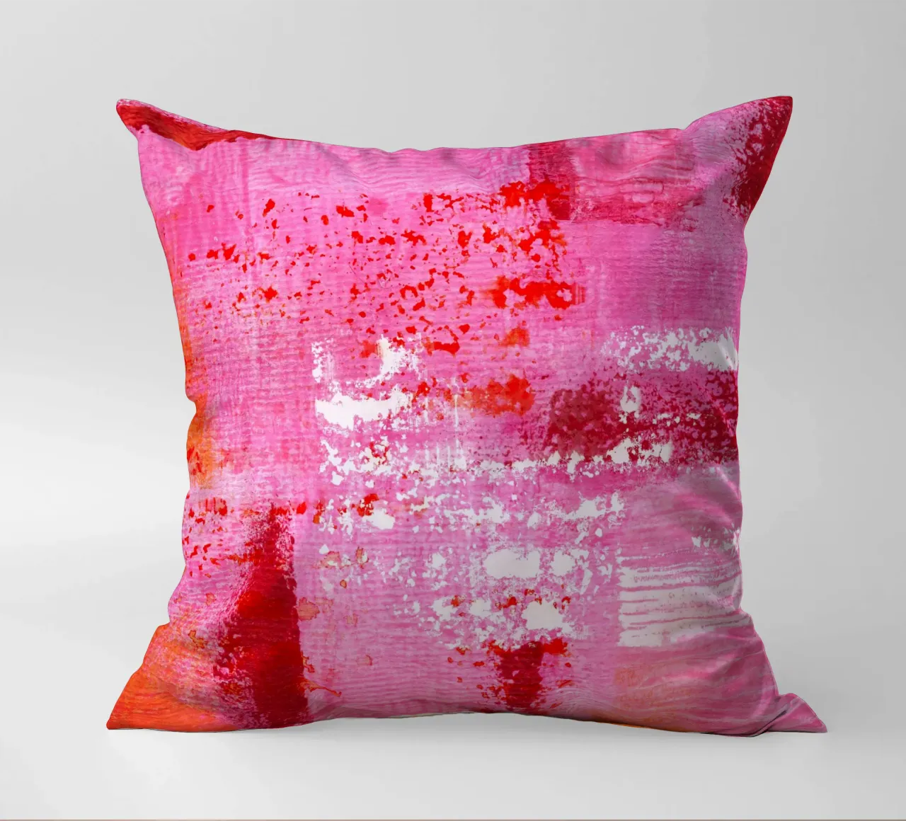 Surfaces 13 | Very Hot Pink & Red | Abstract Painting cuscino da sabidussi