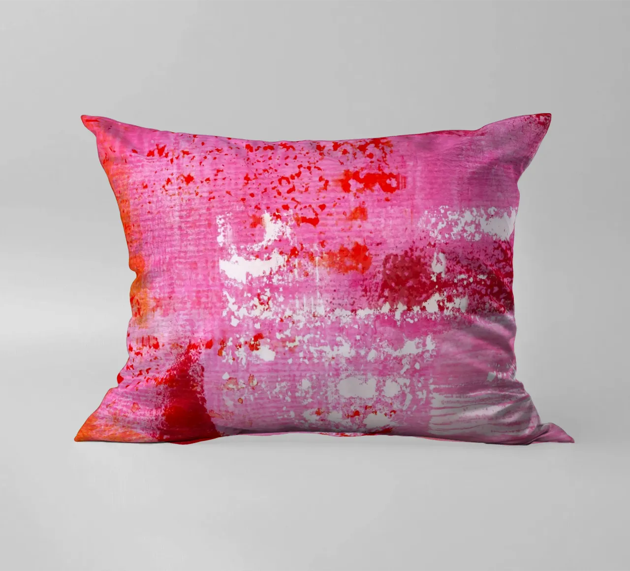 Surfaces 13 | Very Hot Pink & Red | Abstract Painting cuscino da sabidussi