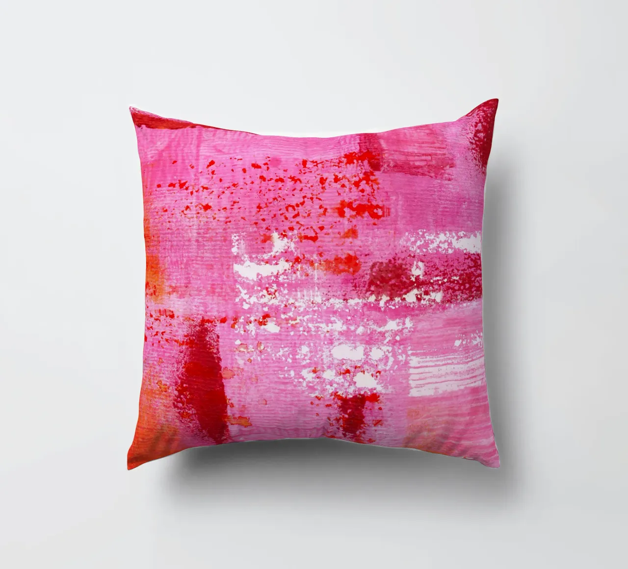 Surfaces 13 | Very Hot Pink & Red | Abstract Painting cuscino da sabidussi