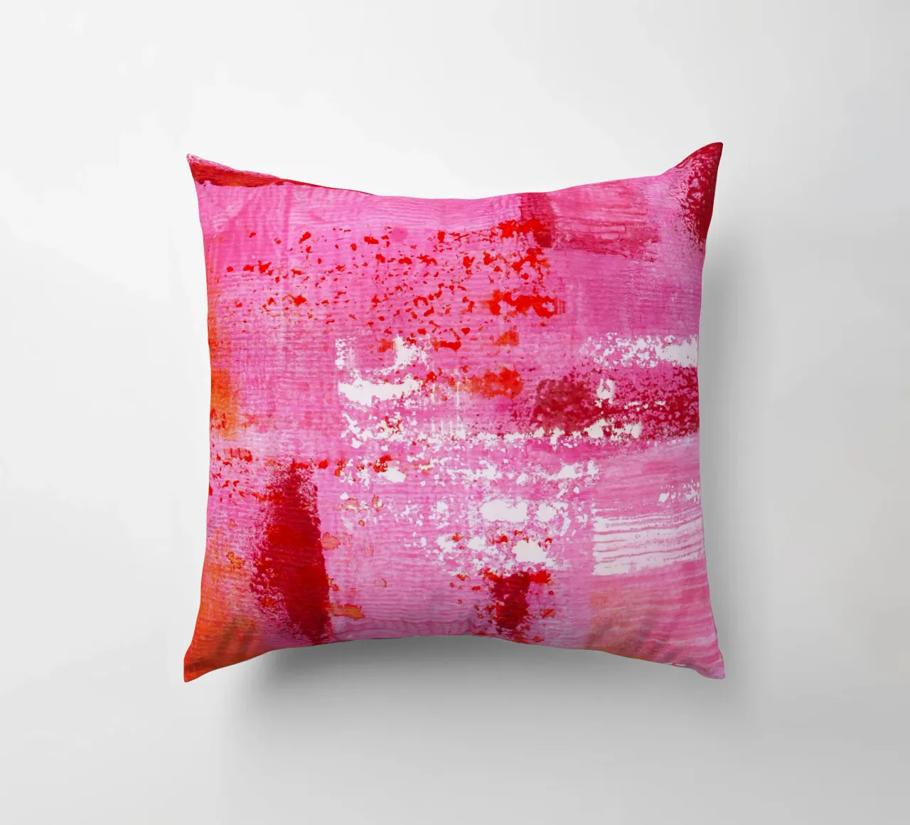 Surfaces 13 | Very Hot Pink & Red | Abstract Painting cuscino da sabidussi