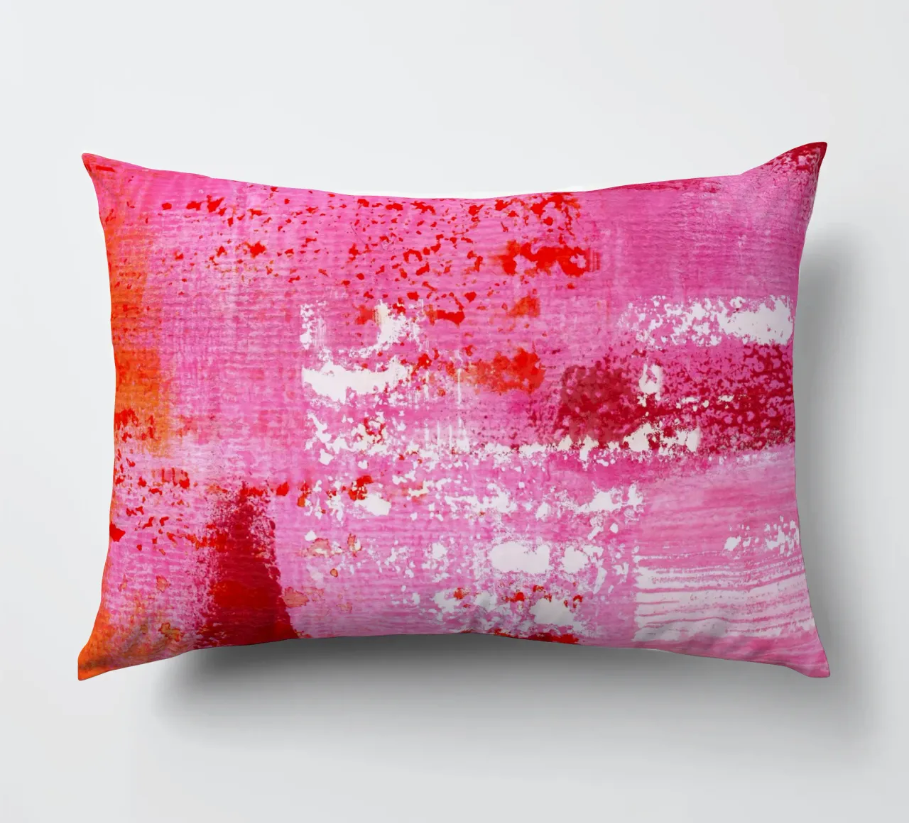 Surfaces 13 | Very Hot Pink & Red | Abstract Painting cuscino da sabidussi