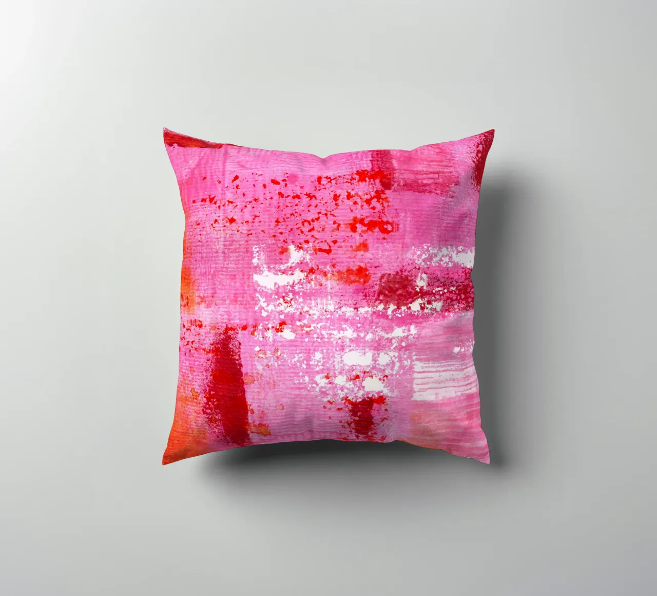 Surfaces 13 | Very Hot Pink & Red | Abstract Painting cuscino da sabidussi