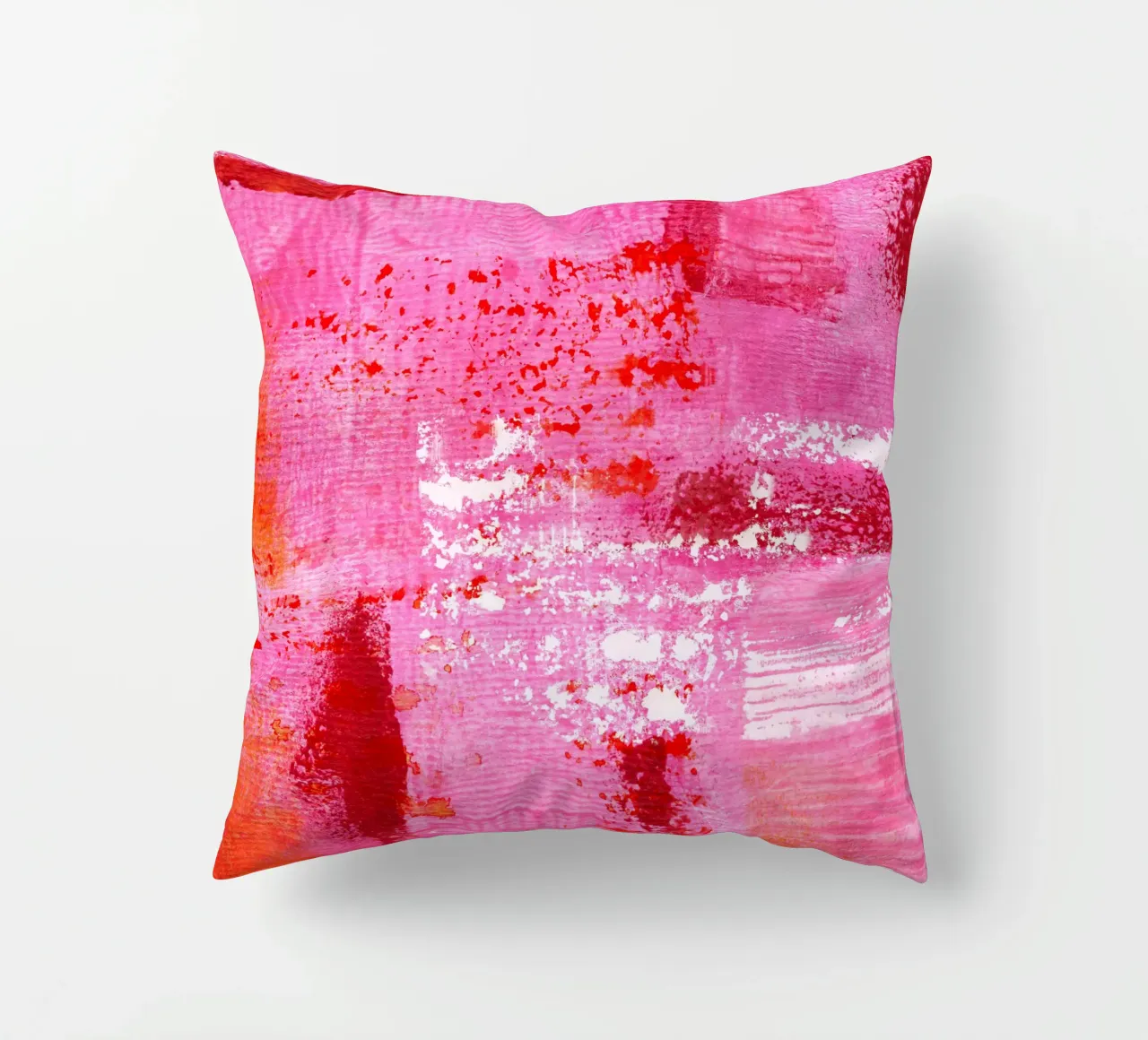 Surfaces 13 | Very Hot Pink & Red | Abstract Painting cuscino da sabidussi