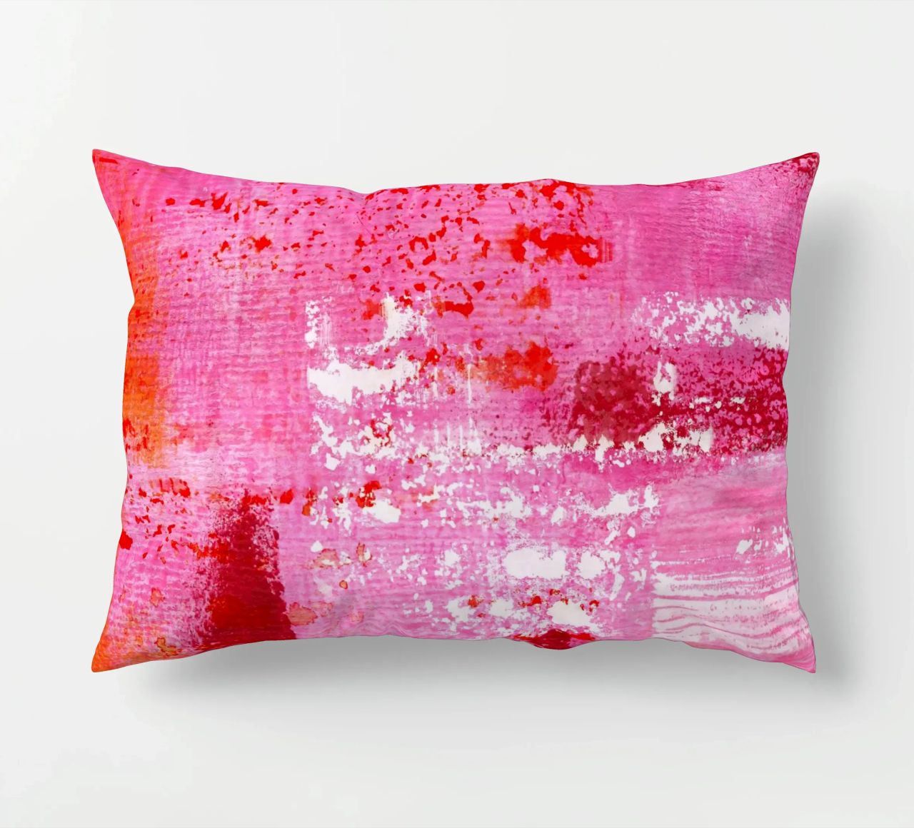 Surfaces 13 | Very Hot Pink & Red | Abstract Painting Kissen von sabidussi