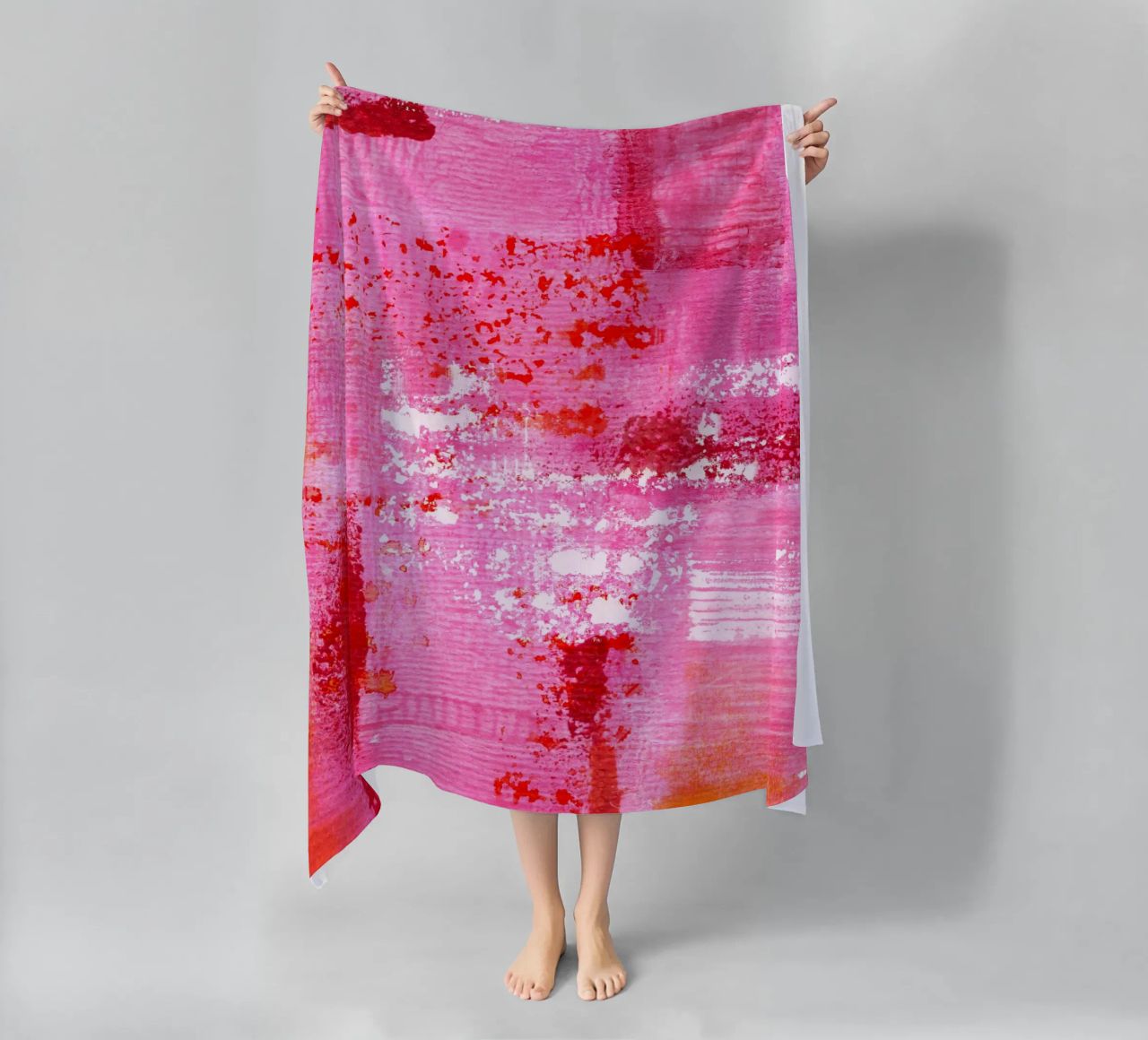 Surfaces 13 | Very Hot Pink & Red | Abstract Painting Strandtuch von sabidussi