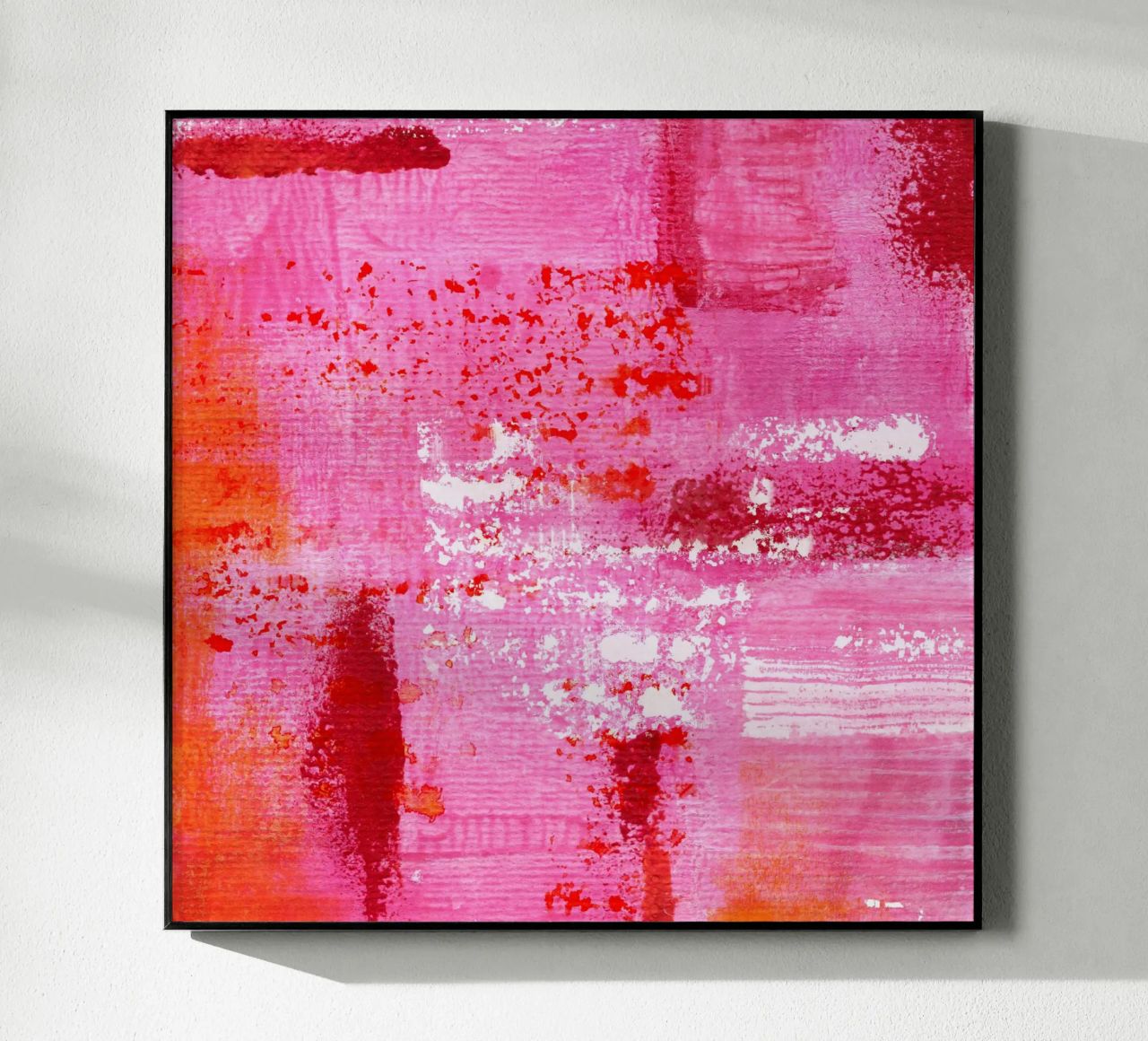 Surfaces 13 | Very Hot Pink & Red | Abstract Painting Acryl-Glas von sabidussi
