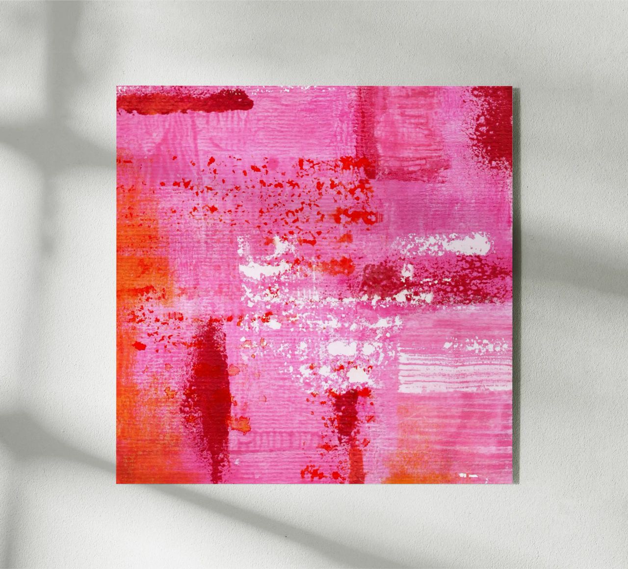Surfaces 13 | Very Hot Pink & Red | Abstract Painting Acryl-Glas von sabidussi