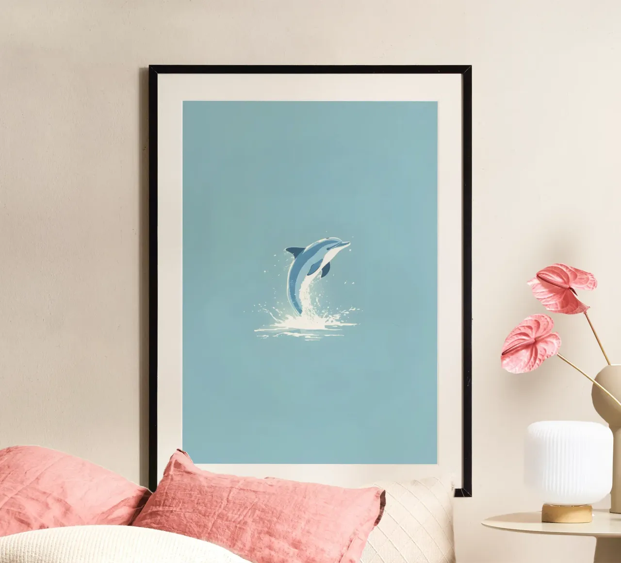 Springender Delphin, Minimalistische Meereskunst Hahnemühle von dawnthesea