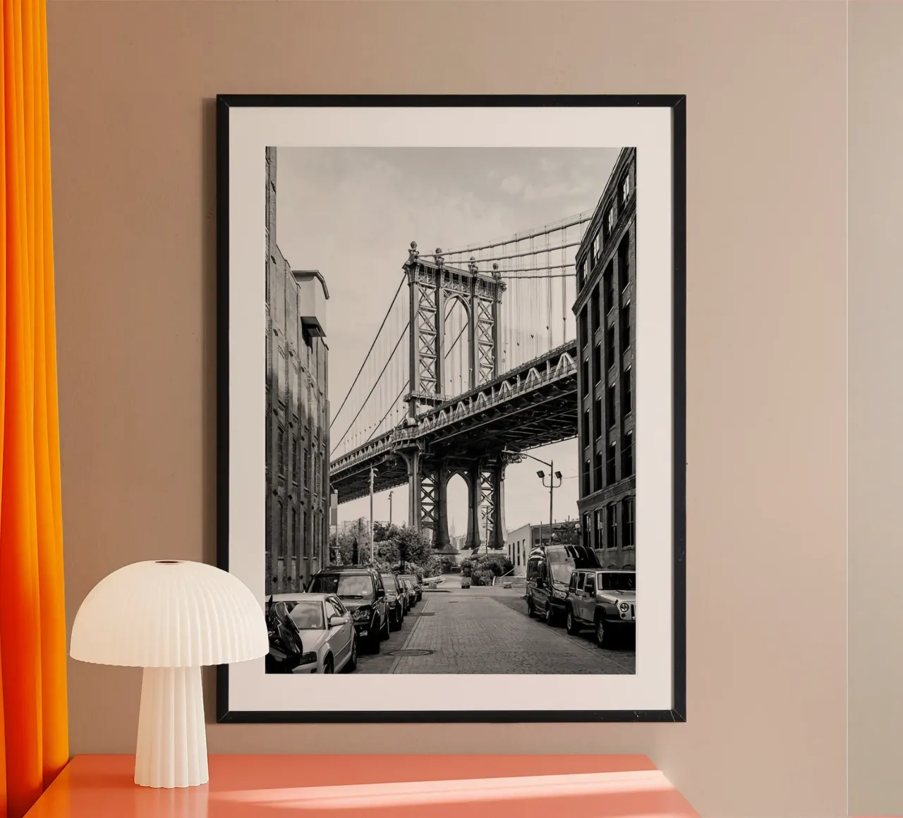 Ponte di Manhattan poster con telaio in plastica da Sowa Studio