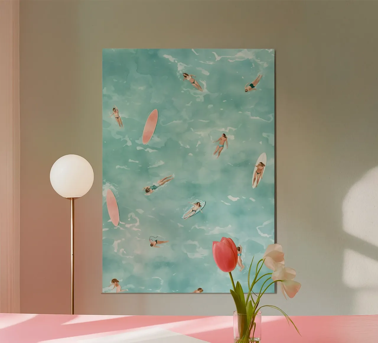 Vista aerea della spiaggia, acquerello Ocean Fun poster da dawnthesea