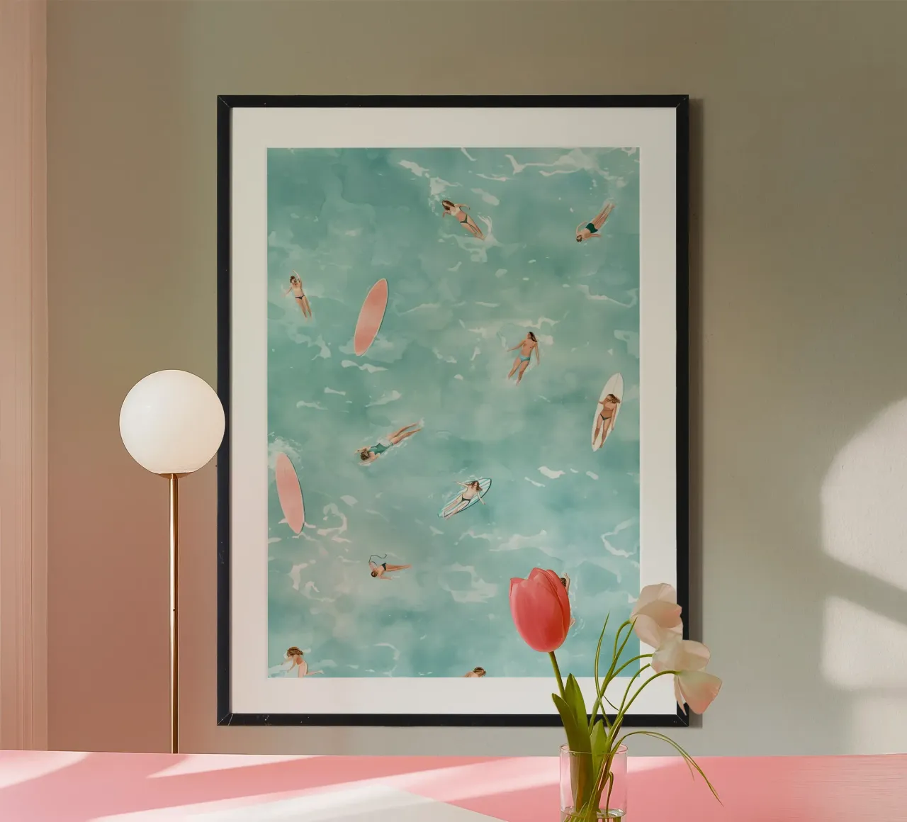 Vista aerea della spiaggia, acquerello Ocean Fun poster da dawnthesea