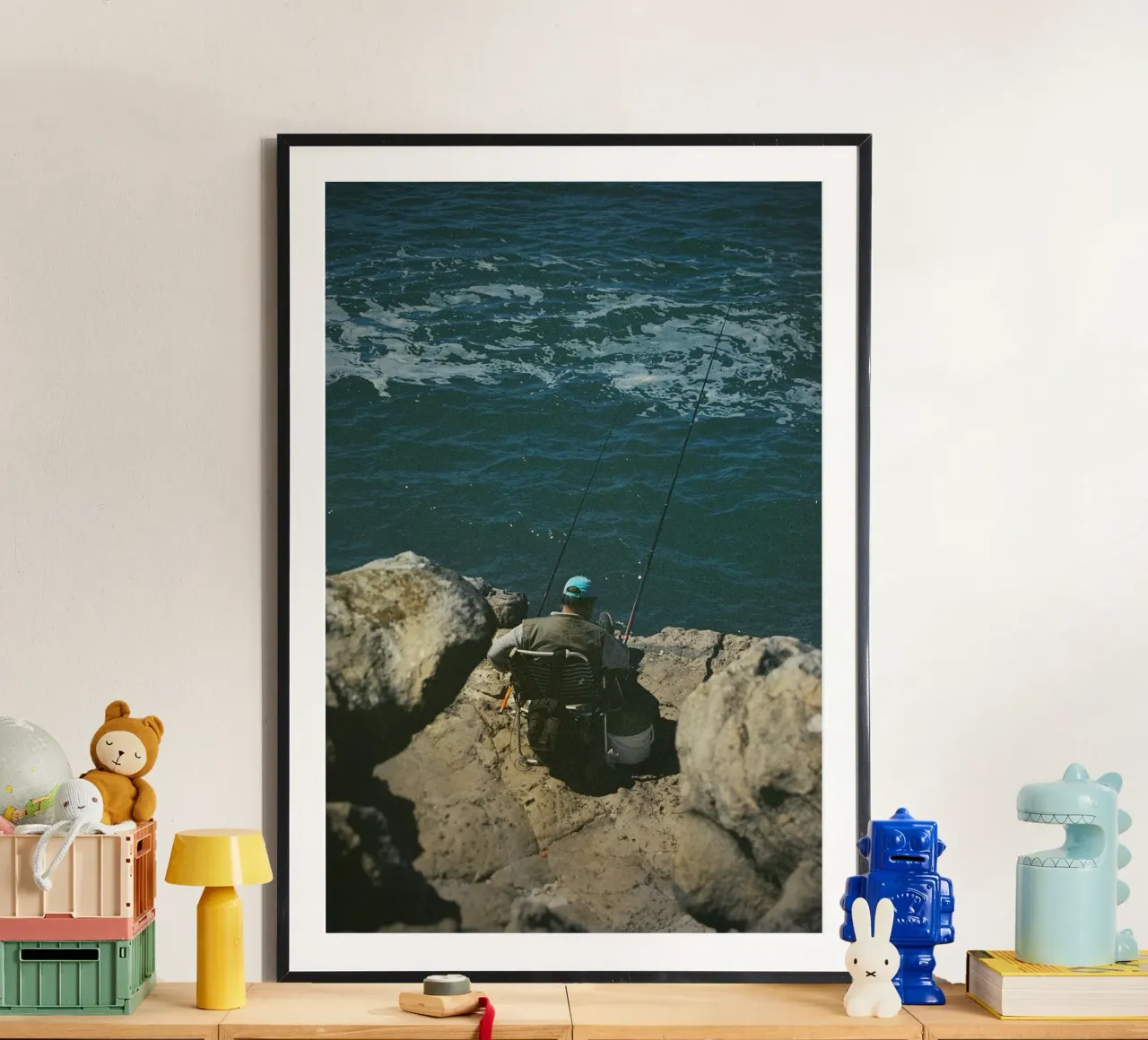 Pescatore poster con telaio in legno da Mane
