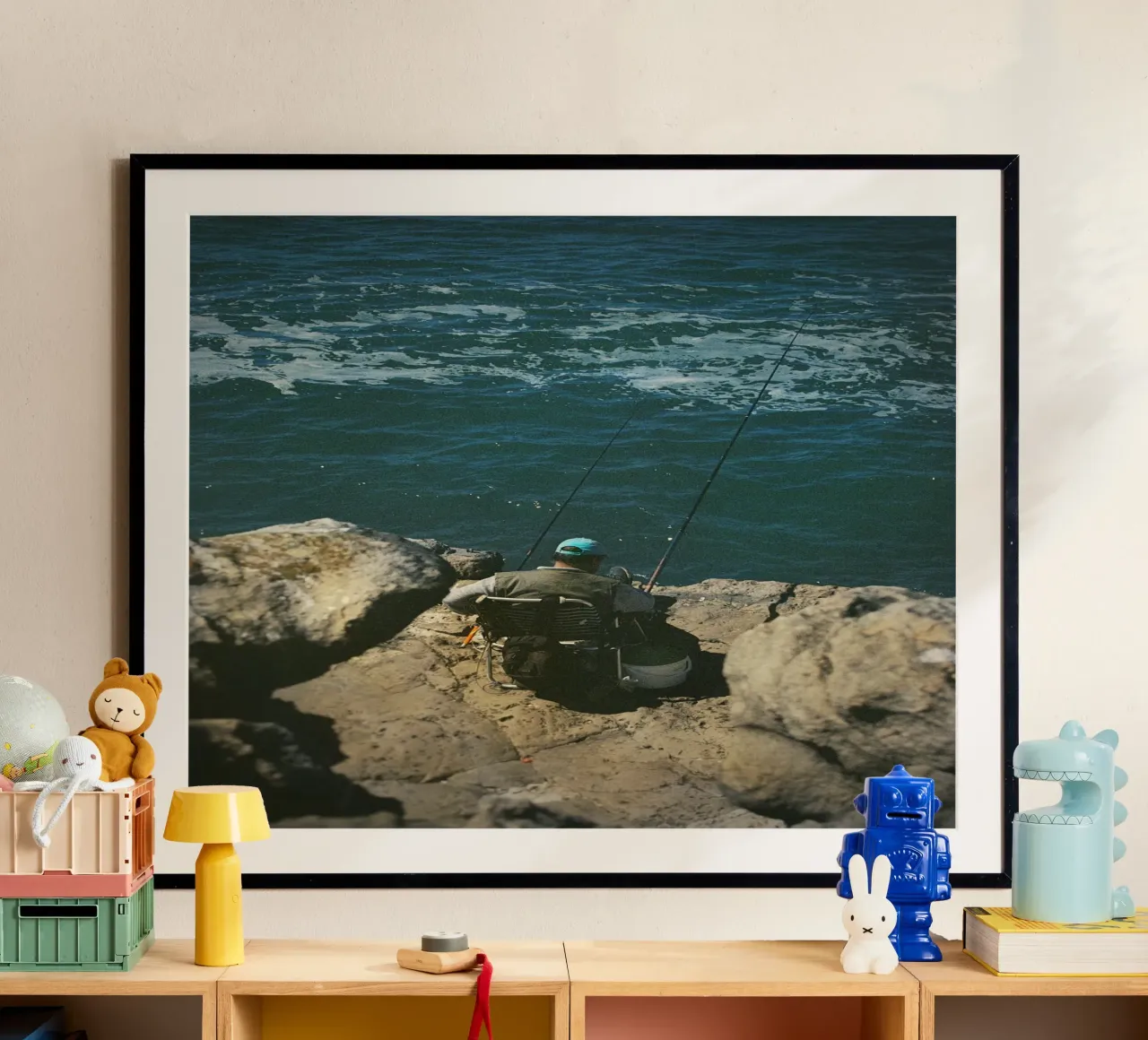 Pescatore poster con telaio in legno da Mane