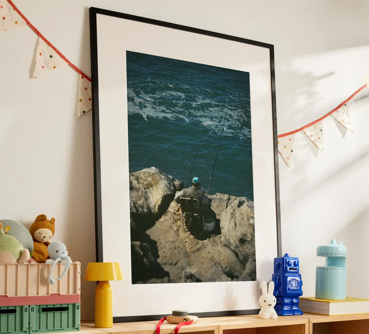 Pescatore poster con telaio in legno da Mane