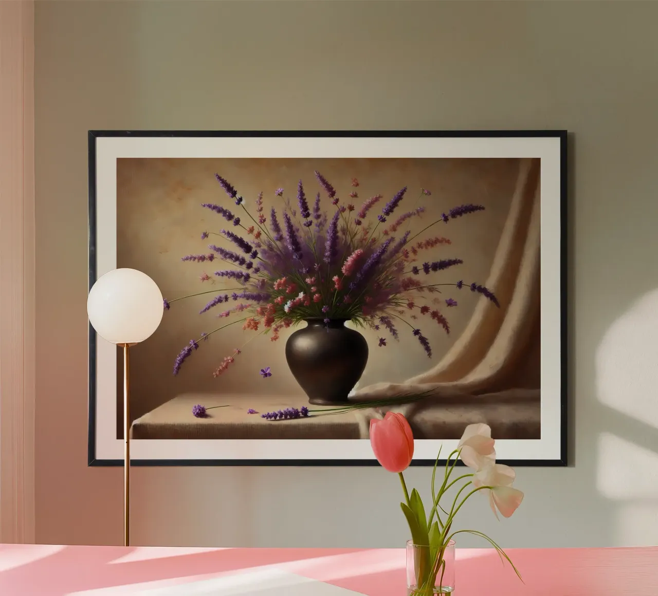 Bouquet vittoriano di lavanda poster con telaio in alluminio da VintageBotanics