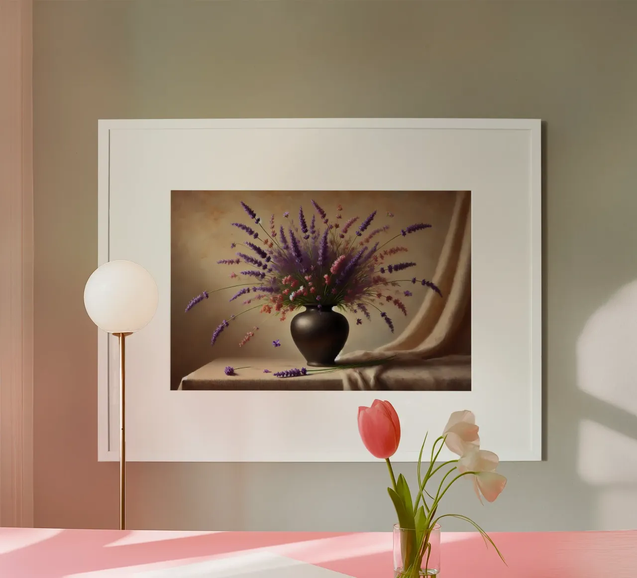 Bouquet vittoriano di lavanda poster con telaio in alluminio da VintageBotanics