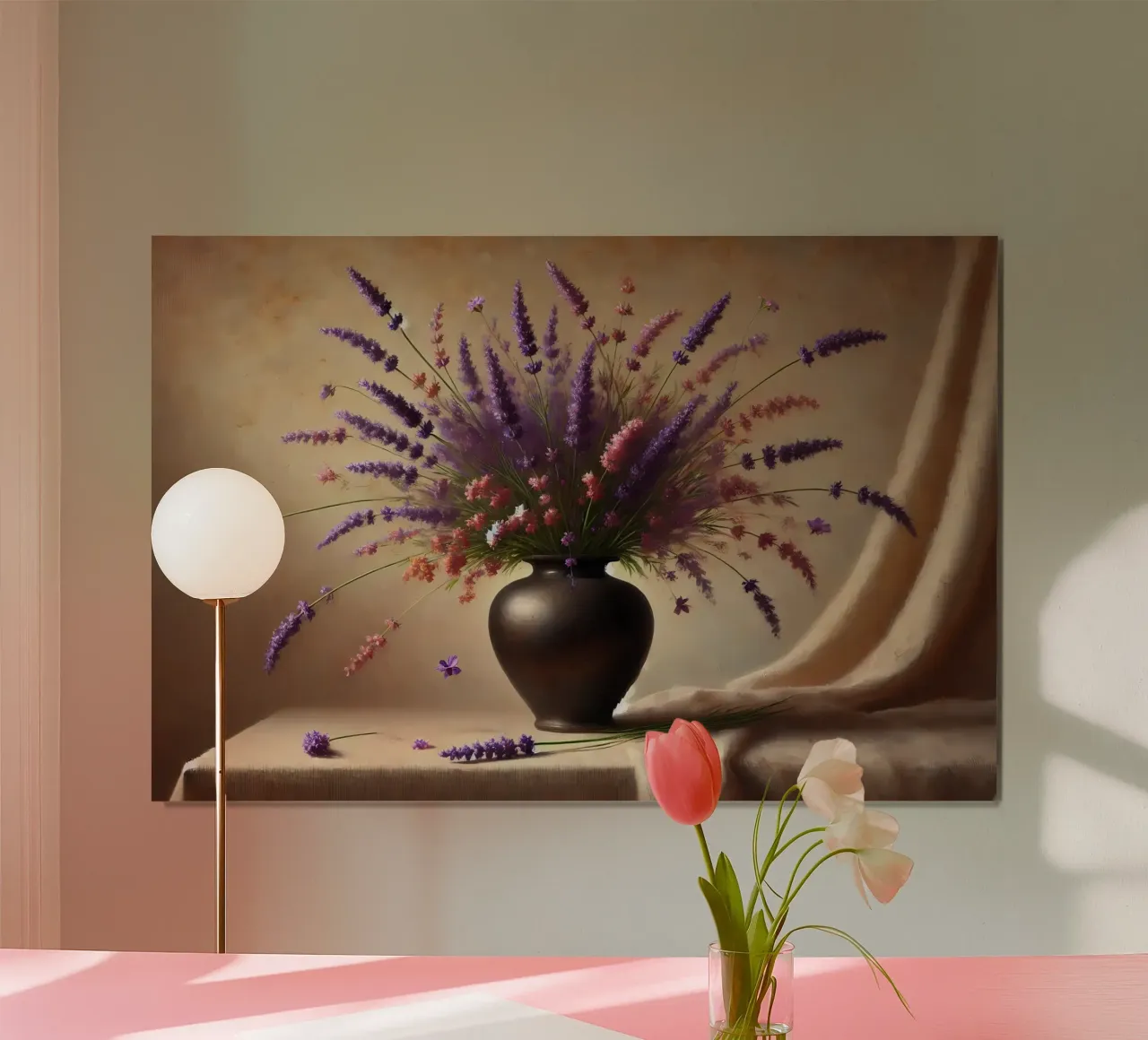 Bouquet vittoriano di lavanda poster con telaio in alluminio da VintageBotanics