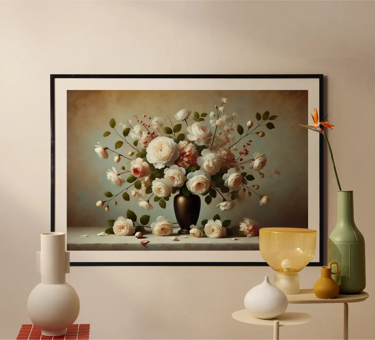 Bouquet di gardenia vittoriana poster con telaio in plastica da VintageBotanics