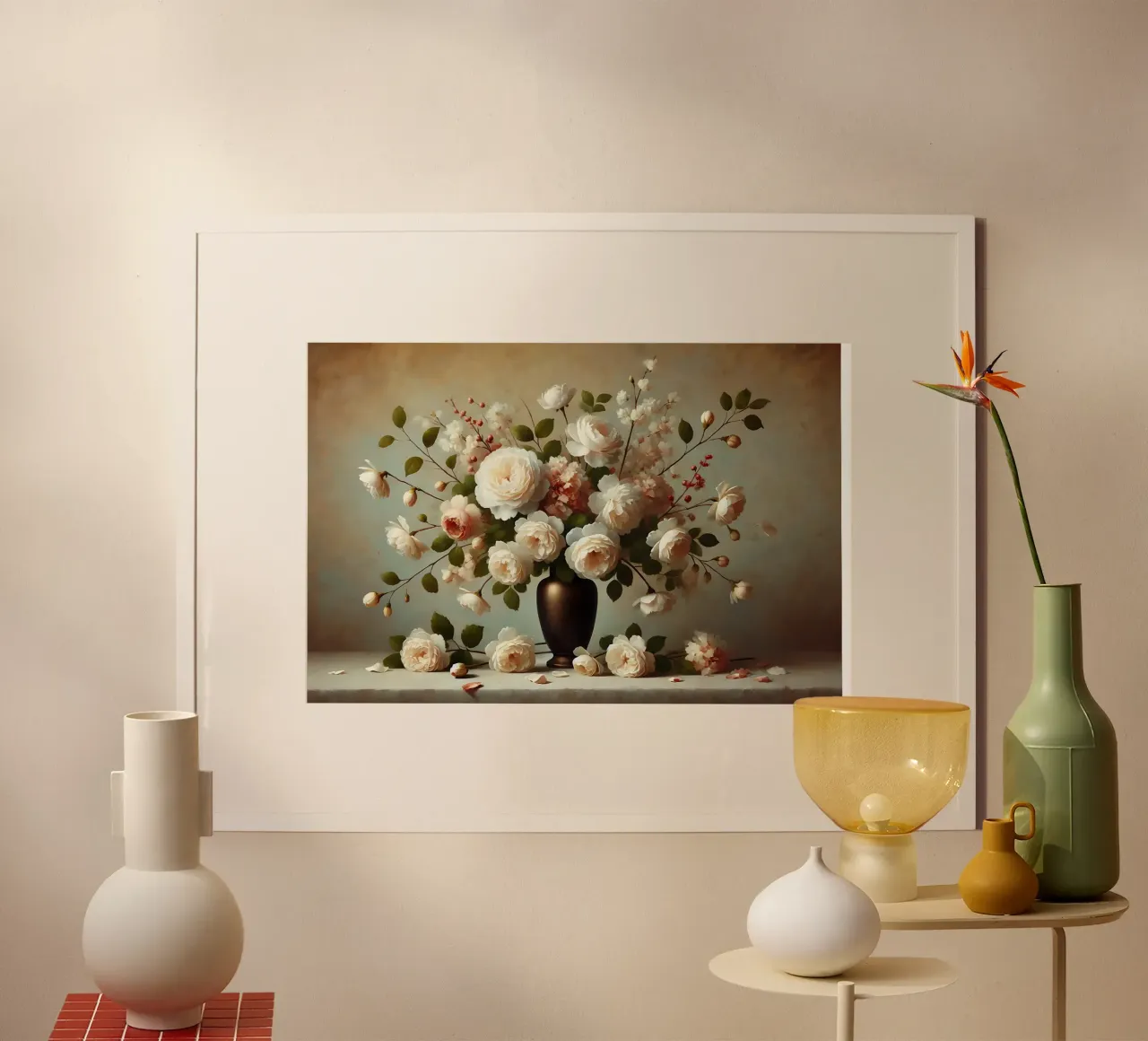 Bouquet di gardenia vittoriana poster con telaio in plastica da VintageBotanics
