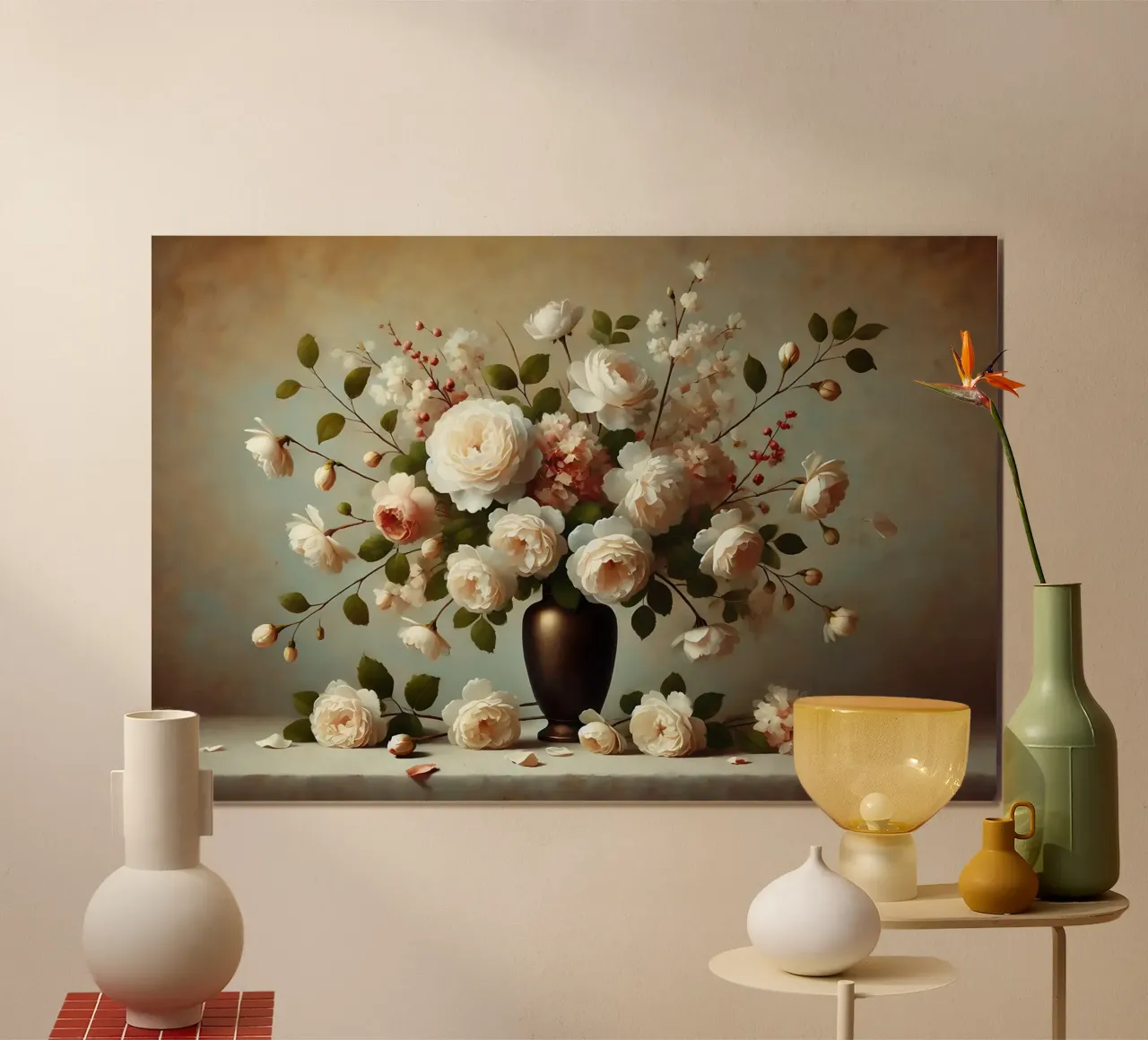 Bouquet di gardenia vittoriana poster con telaio in plastica da VintageBotanics