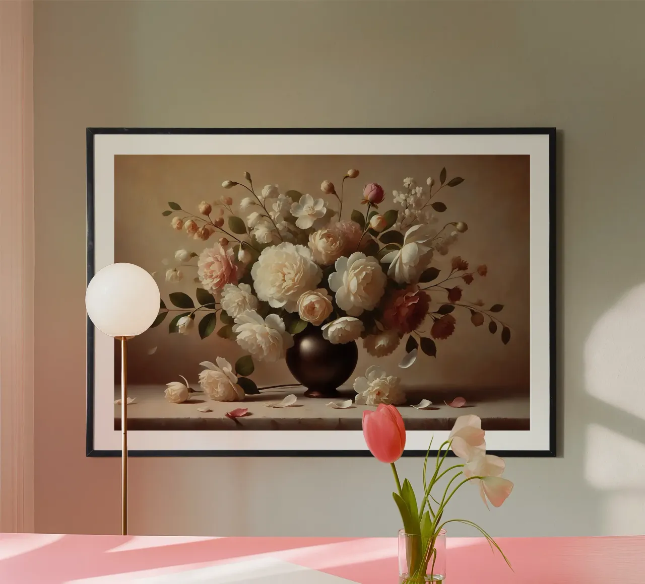 Bouquet di gardenia vittoriana poster con telaio in legno da VintageBotanics