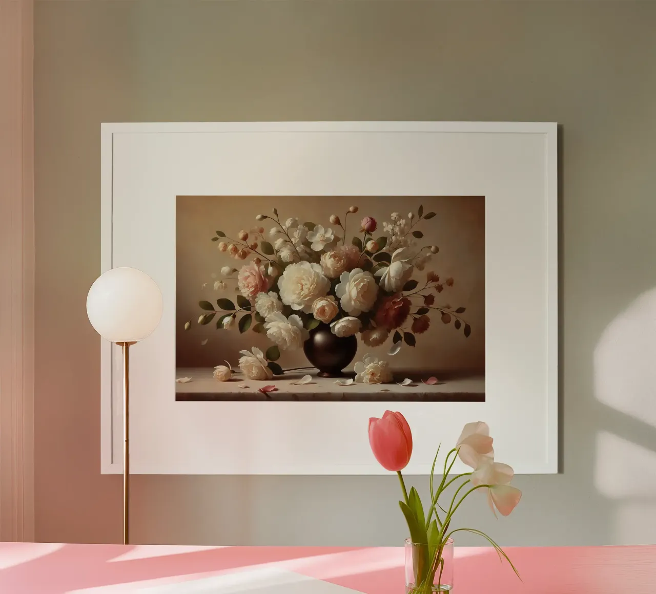 Bouquet di gardenia vittoriana poster con telaio in legno da VintageBotanics