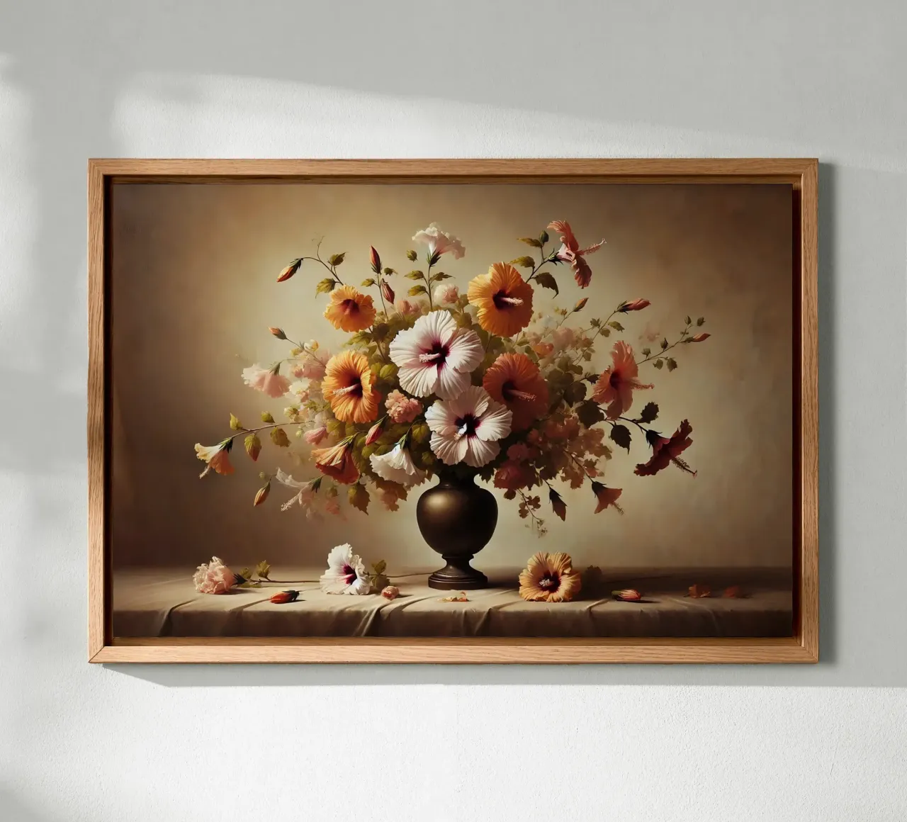 Bouquet di ibisco vittoriano tela con Cornice a cassetta da VintageBotanics