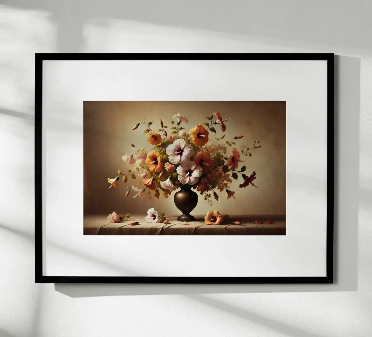 Bouquet di ibisco vittoriano poster con telaio in alluminio da VintageBotanics