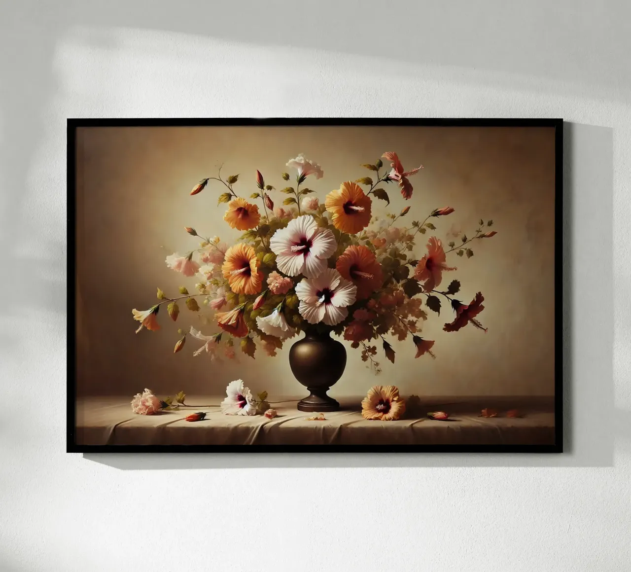 Bouquet di ibisco vittoriano poster con telaio in alluminio da VintageBotanics