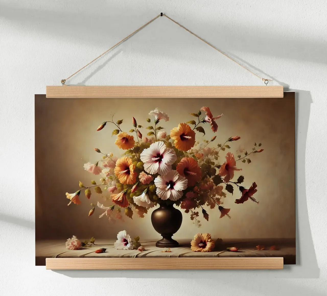 Bouquet di ibisco vittoriano poster con telaio in alluminio da VintageBotanics